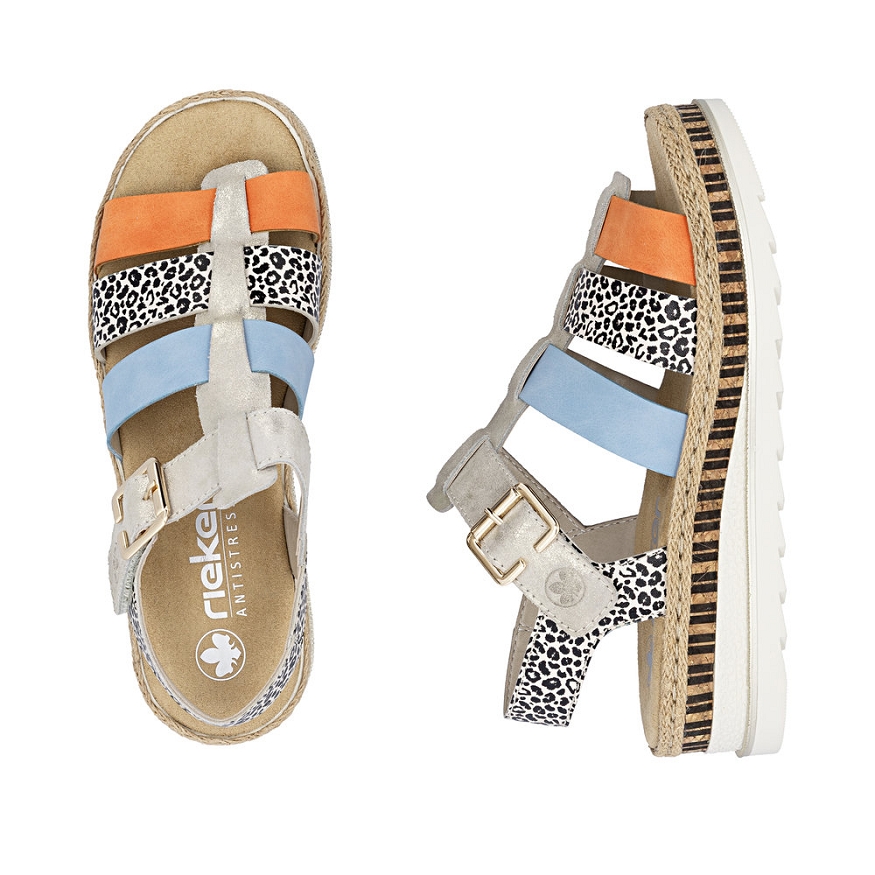 Rieker nu pieds sandales v7904 90 beige multicouleurs5199301_3