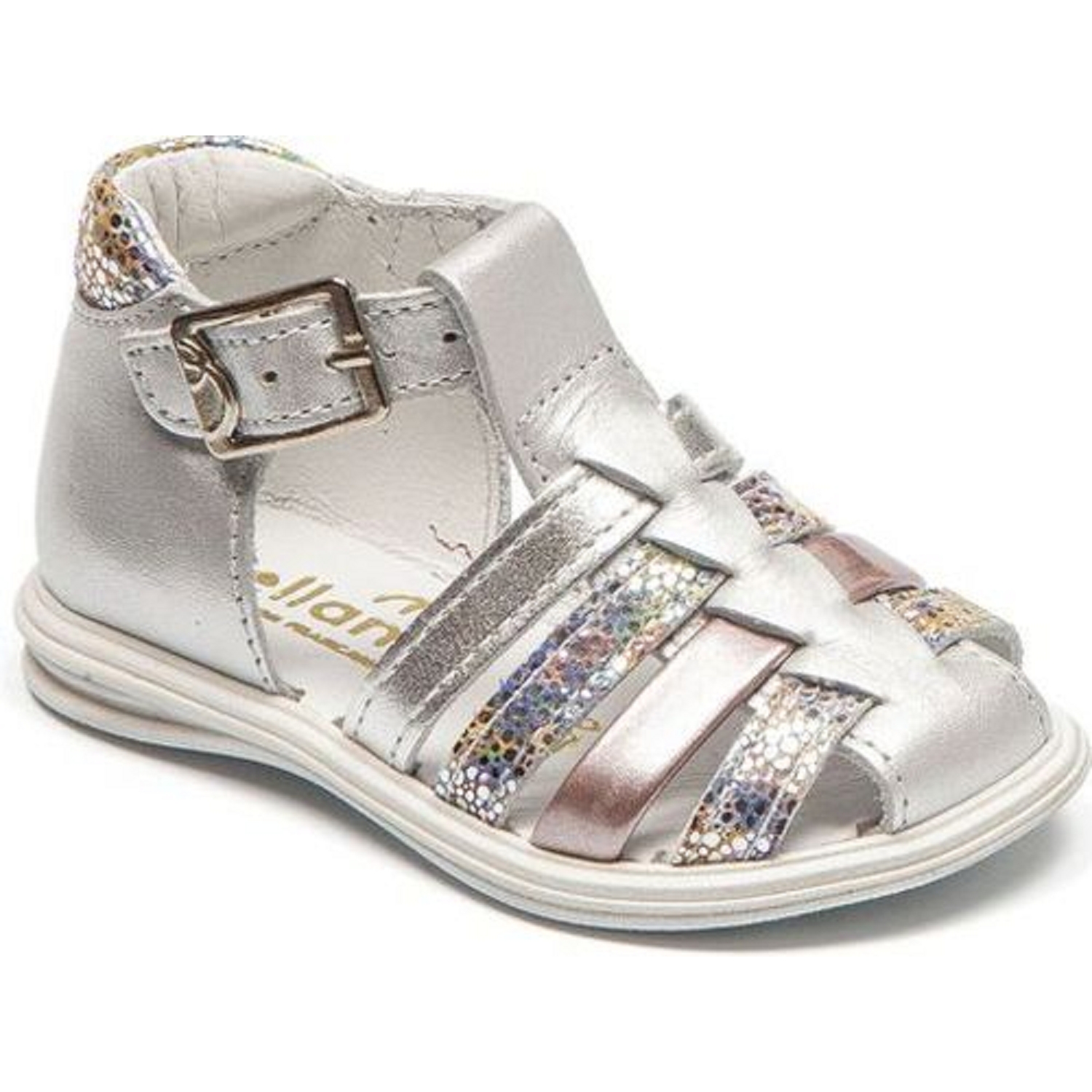 Hugues De Lille Bellamy nu pieds sandales playa argent enfant